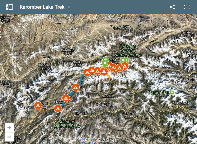 Karomber Lake Trek Map