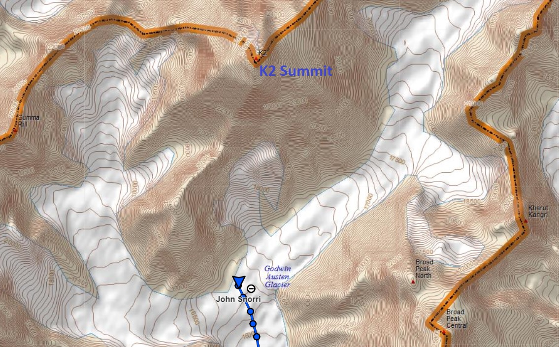 K2 base camp location map
