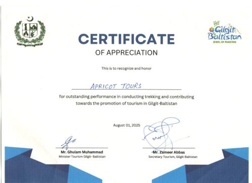apricot tours certificate