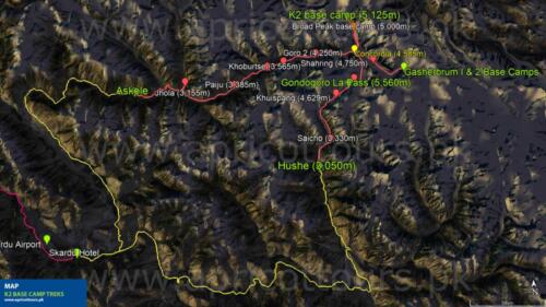 K2 Base Camp Trek Map