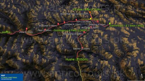 K2 Concordia Trek Map