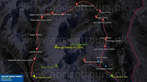 around nanga parbat trek map circuit route