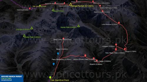 Nanga Parbat Base Camp Trek Map Circuit Route
