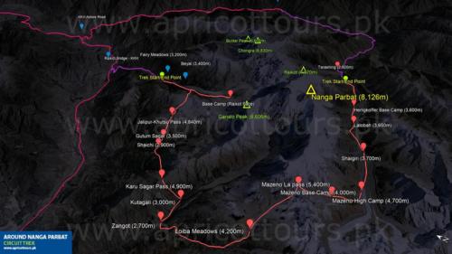 Nanga Parbat Hiking Map Route